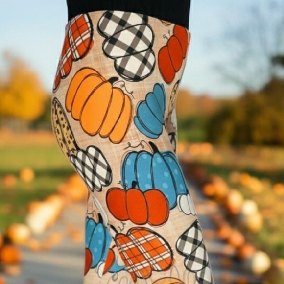 OS/TC/TC2 NEW Womens Pumpkin Thanksgiving Leggings Buttery Soft Yoga Pants - Picture 3 of 13
